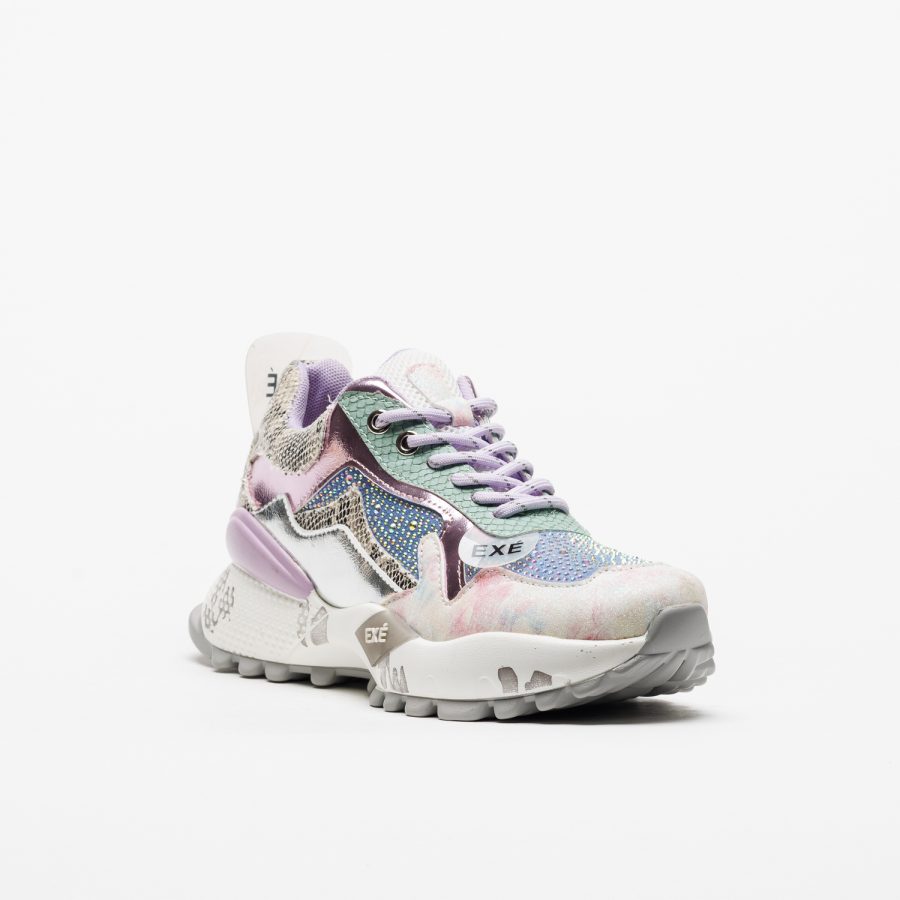 Sapatilhas Exé D190608-13B PURPLE Ténis multicolor com padrão animal e detalhes brilhantes