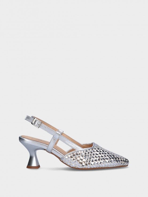Sapato MLV Lucy.02 Prata Sapato de salto médio prateado com tiras estreitas e salto cónico