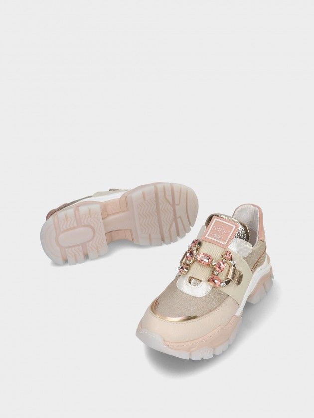 Sapatilha MLV STELLA.24 Nude Ténis desportivos bege e dourados com sola branca