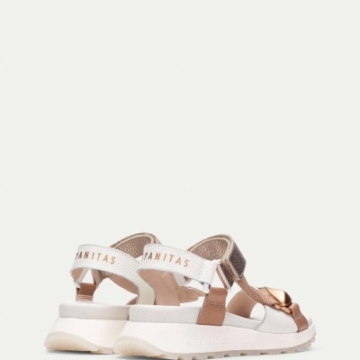 Sandálias multicolores com tiras e sola branca