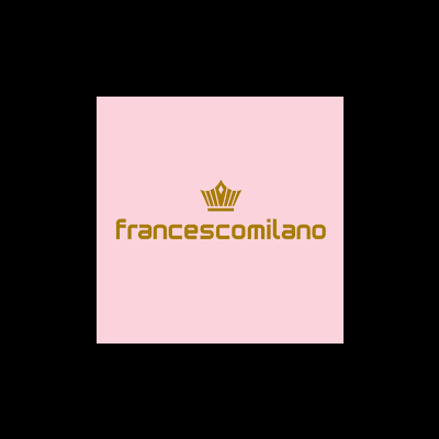 Logótipo da marca francescomilano com coroa dourada e fundo cor-de-rosa