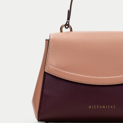 Mala de mão bicolor bege e bordô com logótipo HISPANITAS