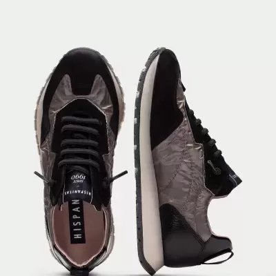 Par de ténis desportivos pretos e cinza da HISPANITAS