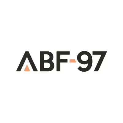 Logótipo ABF-97 em preto e laranja sobre fundo branco