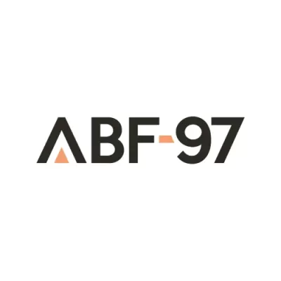 Logótipo ABF-97 em preto e laranja sobre fundo branco