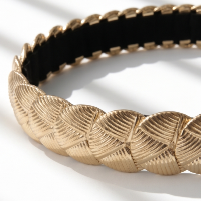 Aro de cabelo dourado texturizado com interior preto elástico