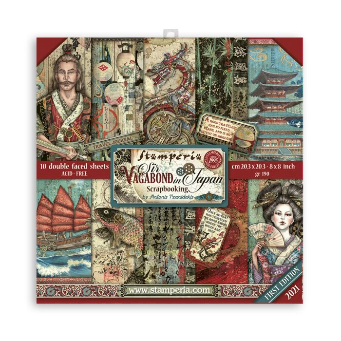 Pacote de papéis para scrapbooking com desenhos japoneses tradicionais