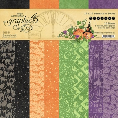 Papéis decorativos para artesanato com temas de Halloween em várias cores e padrões