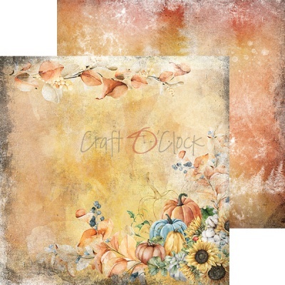 Folha de scrapbook com tema de outono e abóboras coloridas em fundo envelhecido