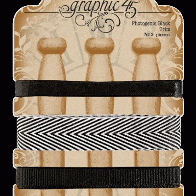 Pacote com três fitas de tecido em cartão decorativo