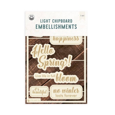 Embellishments em cartão fino com palavras positivas em inglês