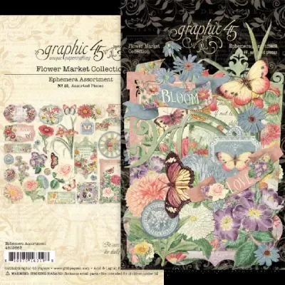 Conjunto papéis decorativos florais e borboletas Graphic 45