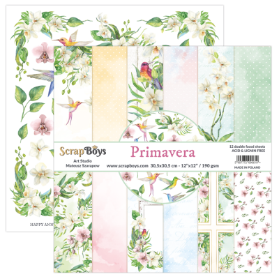Folhas de scrapbooking dupla-face com temas de primavera e flores em tons pastel