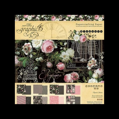Papel decorativo floral com elementos vintage para scrapbooking