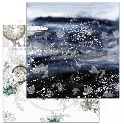 Papel decorativo dupla face com padrões aquarela e floral