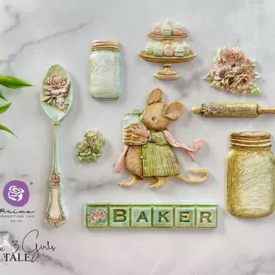 Ímanes decorativos de cozinha com tema de pastelaria e ratinhos em estilo vintage