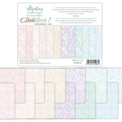 Bloco de papel decorativo Mintay Papers com padrões de renda em tons pastel