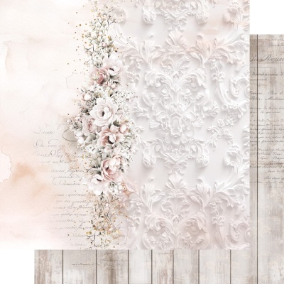 Papel decorativo floral com padrões arabescos e texto manuscrito