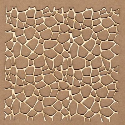 Painel de cartonagem recortado com padrão de pedras irregulares