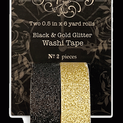 Pacote contendo duas fitas Washi Tape glitter preto e dourado da marca graphic 45