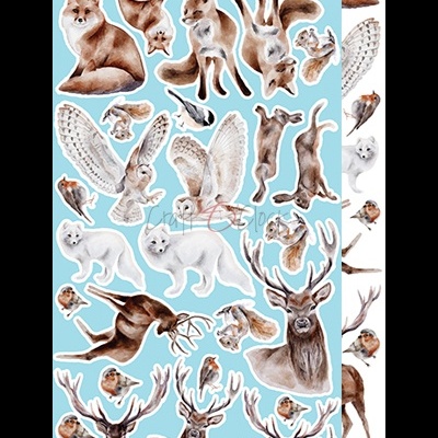 Autocolantes de animais da floresta com fundo azul claro