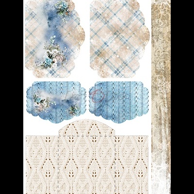 recortes em papel com padrões florais, xadrez, renda e crochê