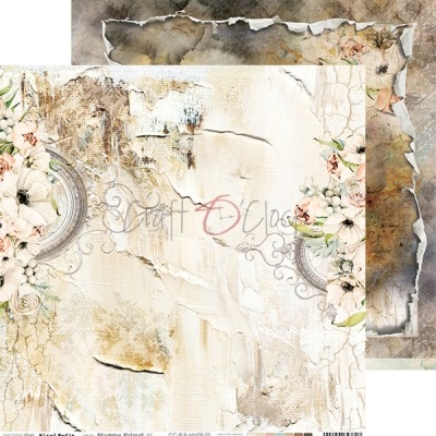 Papel decorativo vintage com flores, elementos circulares e textura envelhecida