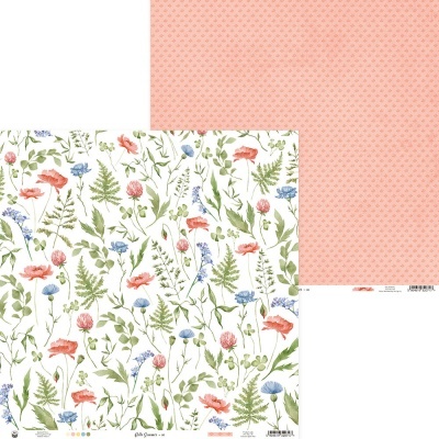 Papel decorativo com padrão floral de um lado e padrão rosa do outro