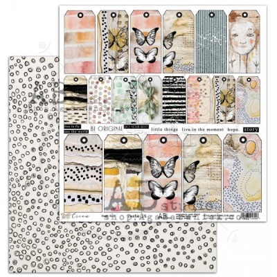 Etiquetas decorativas com padrões variados e cores suaves para artesanato.