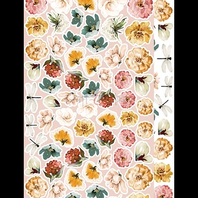 Folha de autocolantes florais coloridos variados