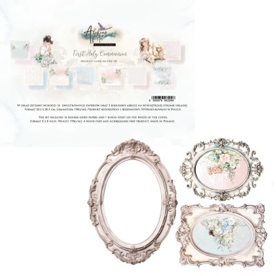 Conjunto de papel artesanal com molduras ovais vintage e flores