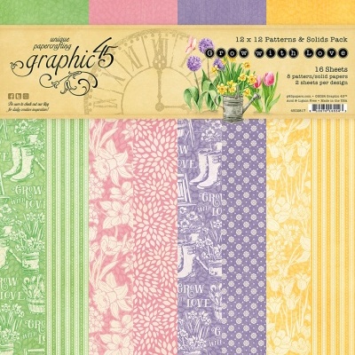 Pack de papel para scrapbooking Graphic 45 com padrões florais e riscas coloridas