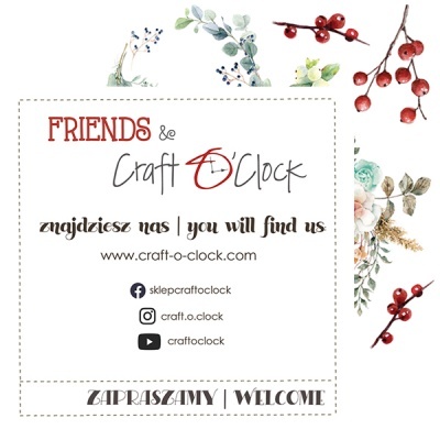 Imagem promocional com texto e ilustrações florais e frutos vermelhos