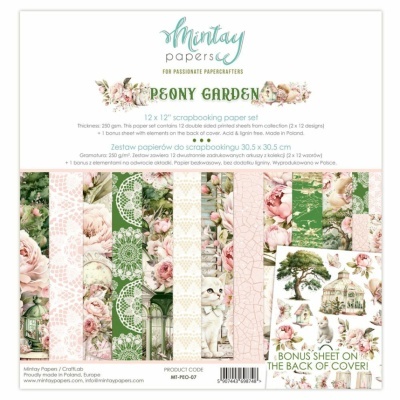 Conjunto de papéis decorativos para scrapbook com padrões florais e vintage em rosa, verde e bege.