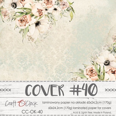 Papel laminado para capas com padrão floral e texto COVER #40