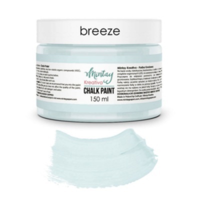 Frasco de tinta para quadro-negro azul claro com rótulo branco e amostra de cor