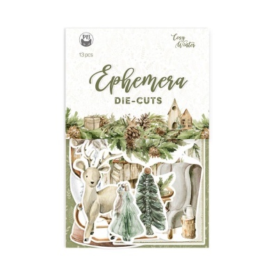 Pacote de recortes de papel Ephemera Die-Cuts tema Cozy Winter com imagens de animais e elementos da natureza