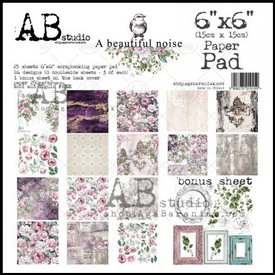 Papel de scrapbook AB studio 15x15cm com design floral e padrões pastel