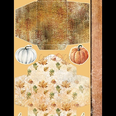 Recortes para caixas de papel com padrões outonais e abóboras.