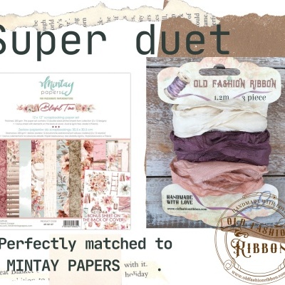 Pacote de papéis decorativos florais Mintay e conjunto com três fitas de tecido colorido enrugado