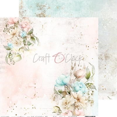 Papel decorativo com padrões florais em tons pastel e detalhes texturizados