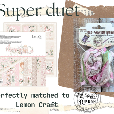 Pacote de fitas Old Fashion Ribbon floral e conjunto de papéis decorativos Lemon Craft com padrões florais