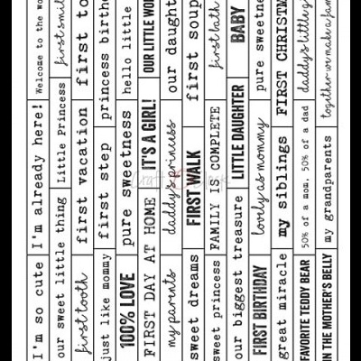 Cartaz com várias frases impressas sobre bebés e família