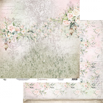Papel decorativo floral vintage em tons de rosa e verde