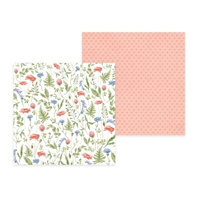 Duas folhas de papel decorativo com padrões florais e geométricos