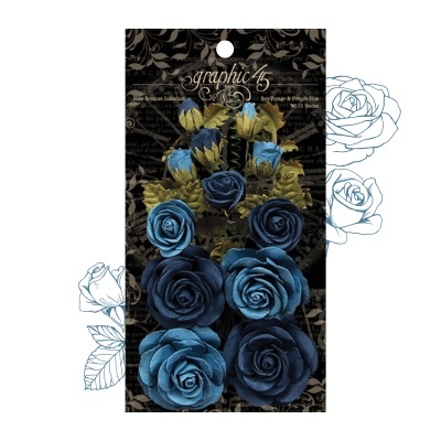 Pacote de flores decorativas azuis e verdes