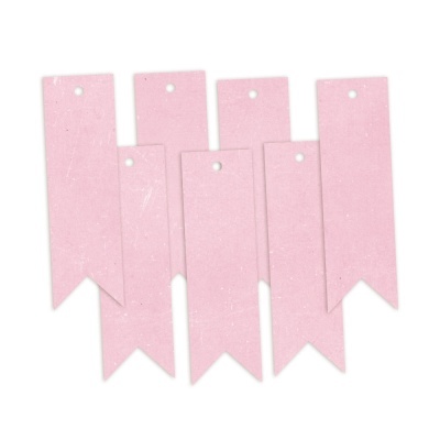 Etiquetas de papel rosa com furo para pendurar