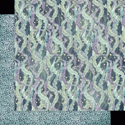 tecido com padrão ondulado colorido e borda geométrica azul