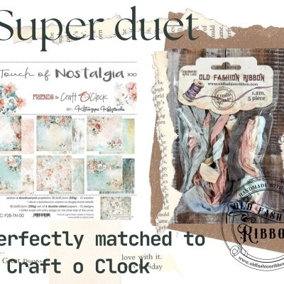 Conjunto de papel decorativo e fitas para artesanato com tema nostálgico e cores pastel