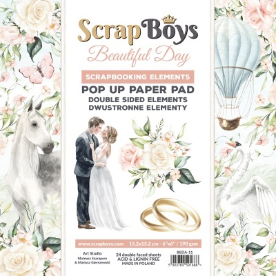 Embalagem de bloco de papel para scrapbooking ScrapBoys Beautiful Day com imagens de casamento e natureza